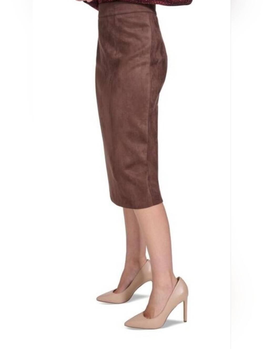 (1770) NWOT TOMMY HILFIGER Faux Suede Pencil Skirt, Size 6 - Picture 3 of 6